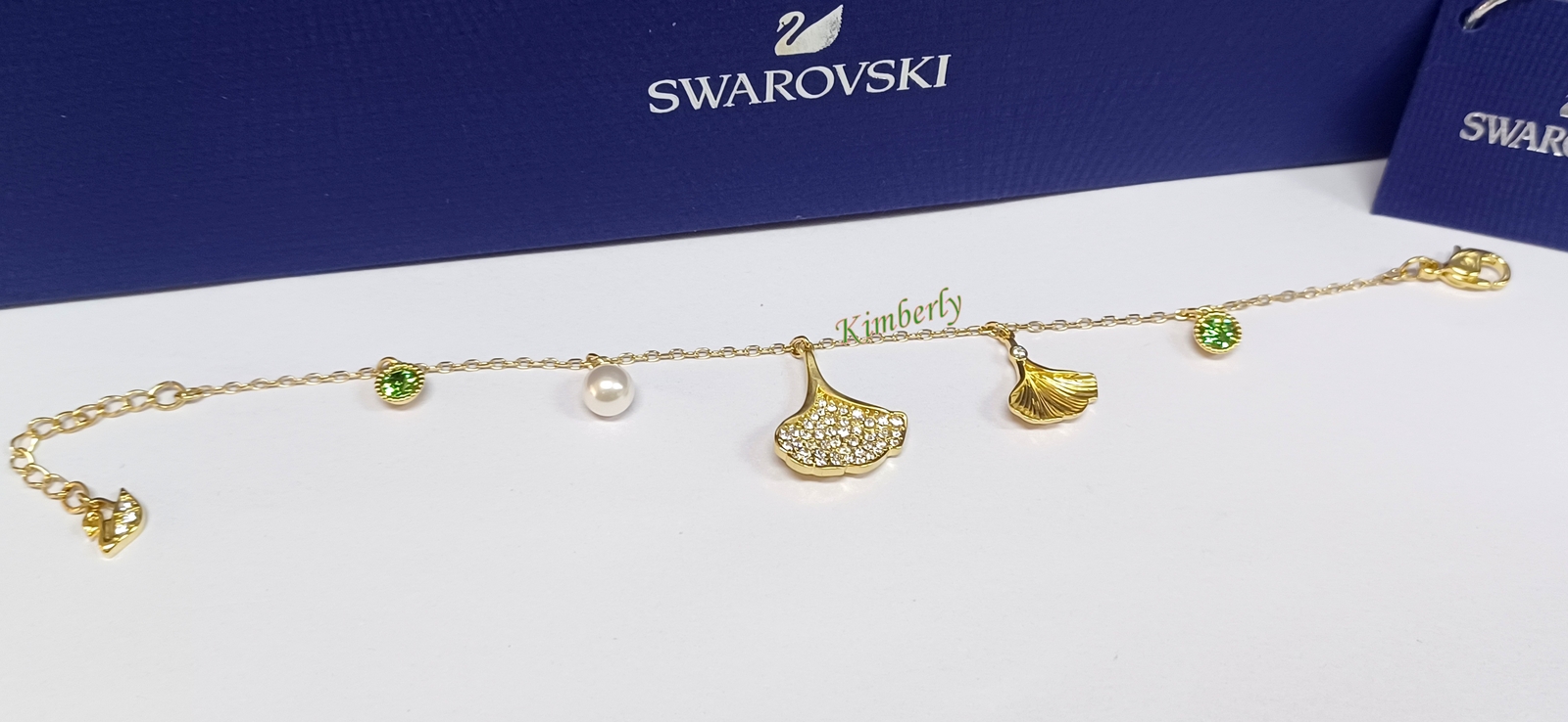 【即納 手元あり】Zumbito Bracelet With Swarovski Crystals Swarovski Stunning Ginko Bracelet Dangle Leaves Crystal