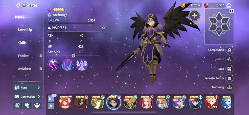 Summoners War: Chronicles - Europe Liebli - Archange Dark / Kro - 16x5nats