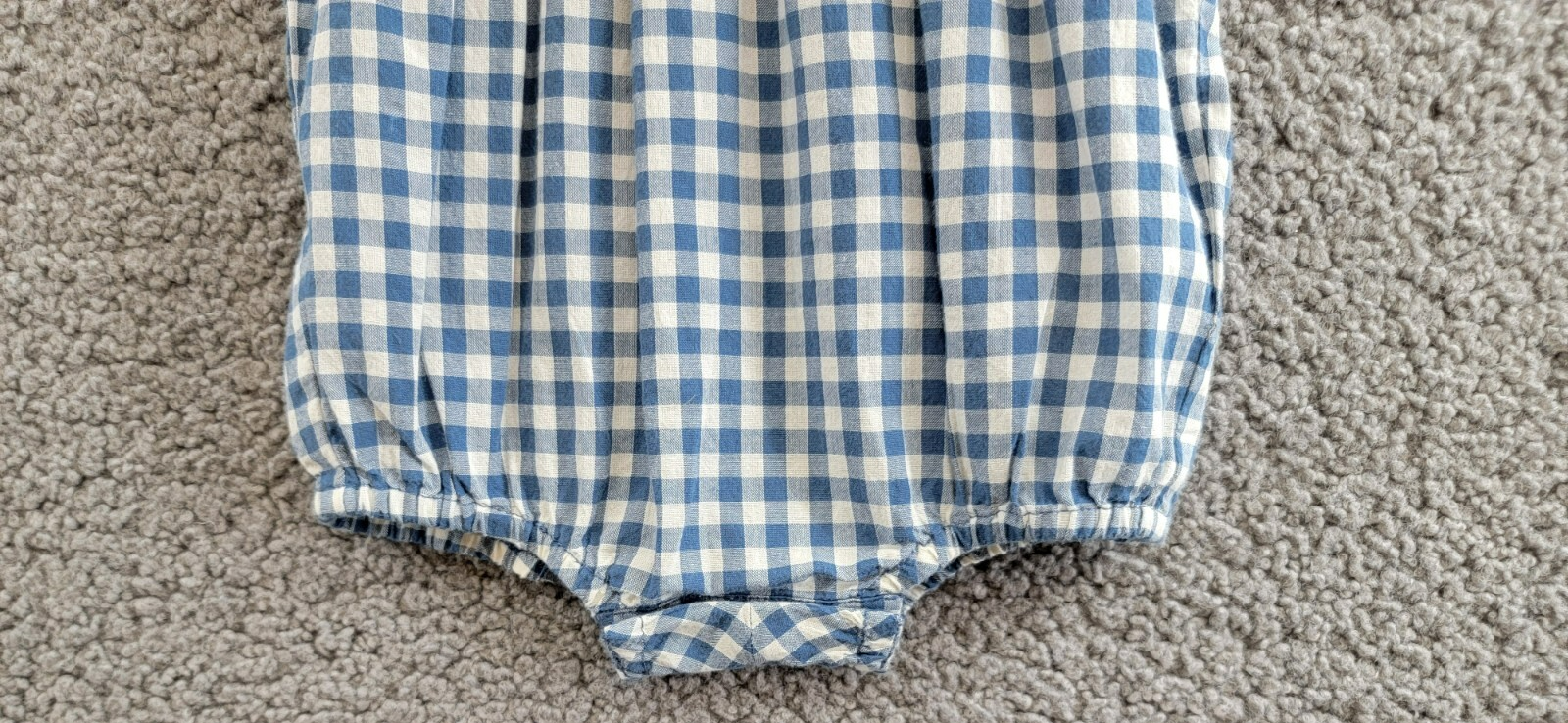 Ralph Lauren Gingham Madras Bubble Shortall & Hat Set Baby Girls 6M Blue Snap Up - Picture 5 of 24