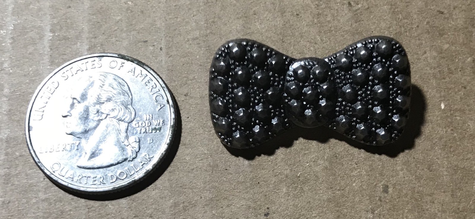 Unique Large BOW TIE Metal Faceted Realistic Antique Silver Button 1 1/8” GLINTS