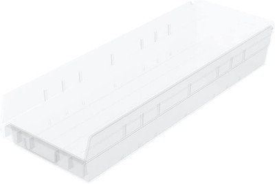 Akro-Mils30164 Plastic Shelf Bins Heavy Duty Storage Bins 24x6-1/2x4In Clear 6PC