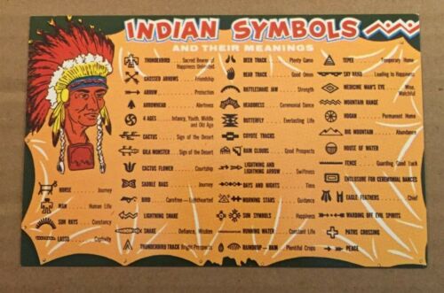 VINTAGE UNUSED POSTCARD   INDIAN SYMBOLS AND THEIR MEANINGS