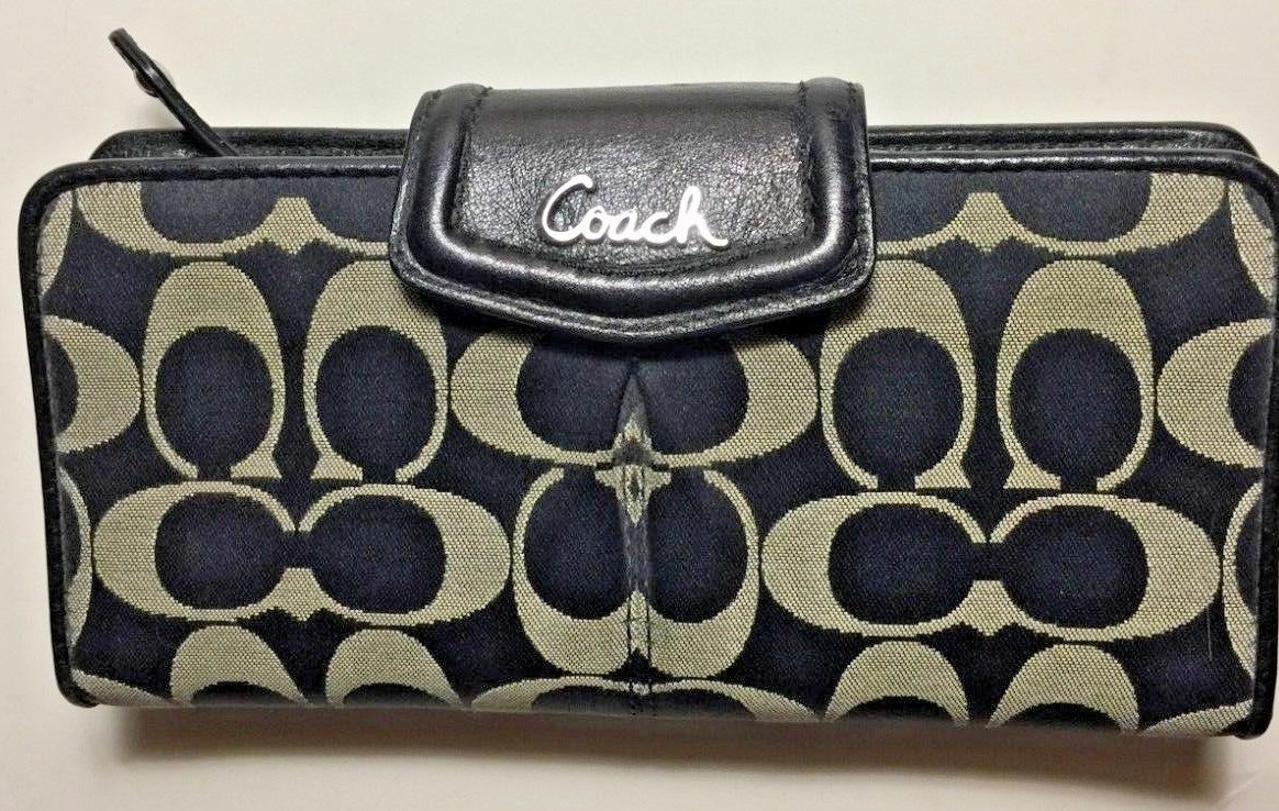COACH ASHLEY SIGNATURE SATEEN SLIM ENVELOPE WALLET-BLACK