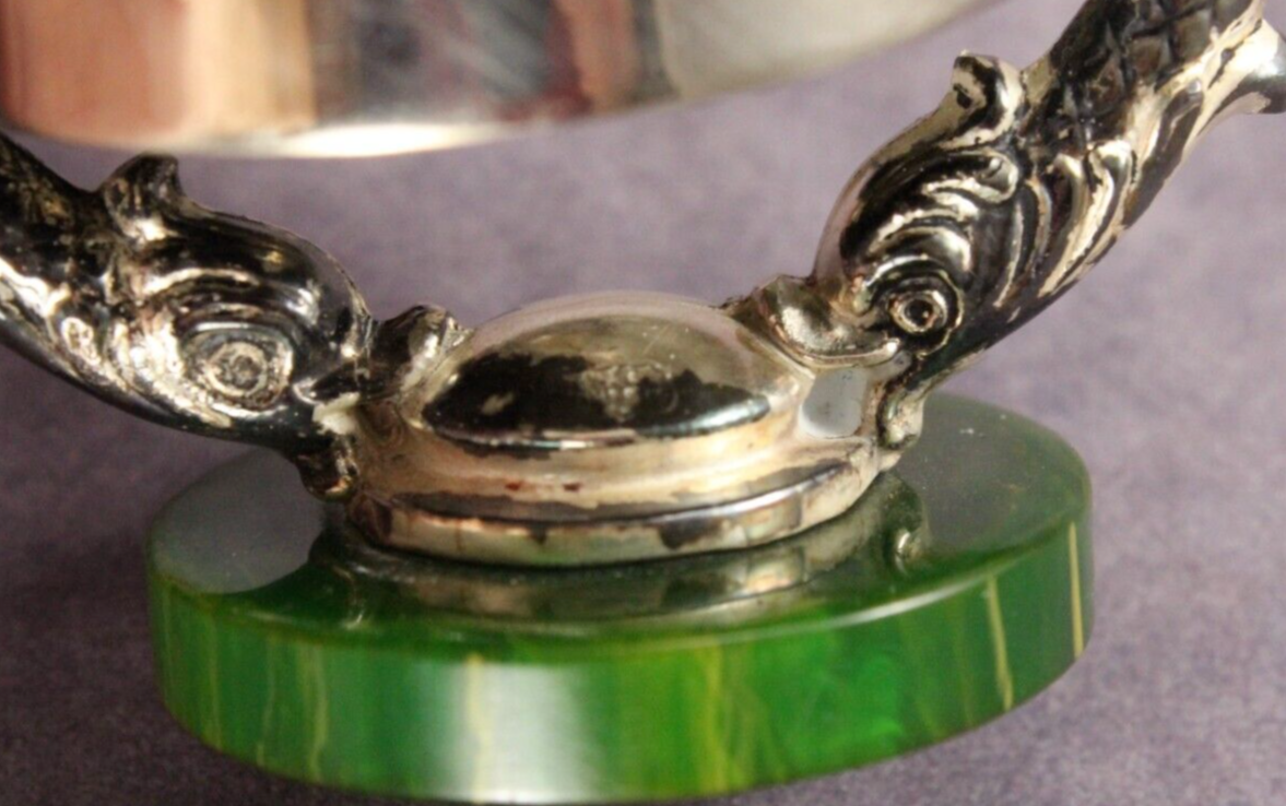 Early Weidlich Bros Silver Plate & Bakelite 3⅛" Double Fish Servants Bell No 496