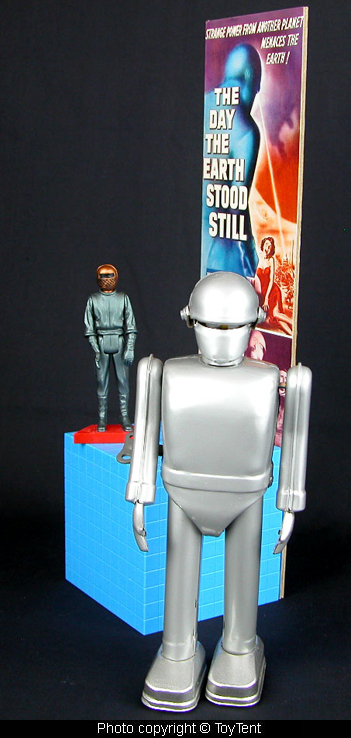 Gort Robot wind-up with Klaatu Day the Earth Stood Still + CUSTOM display stand