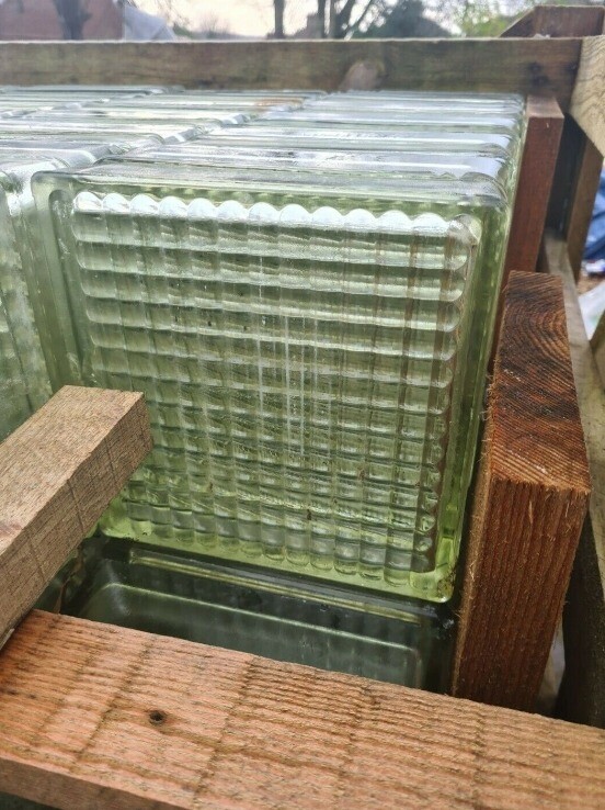 Vintage Art Deco Used but Great Condition Glass Brick Blocks 19x19x9cm