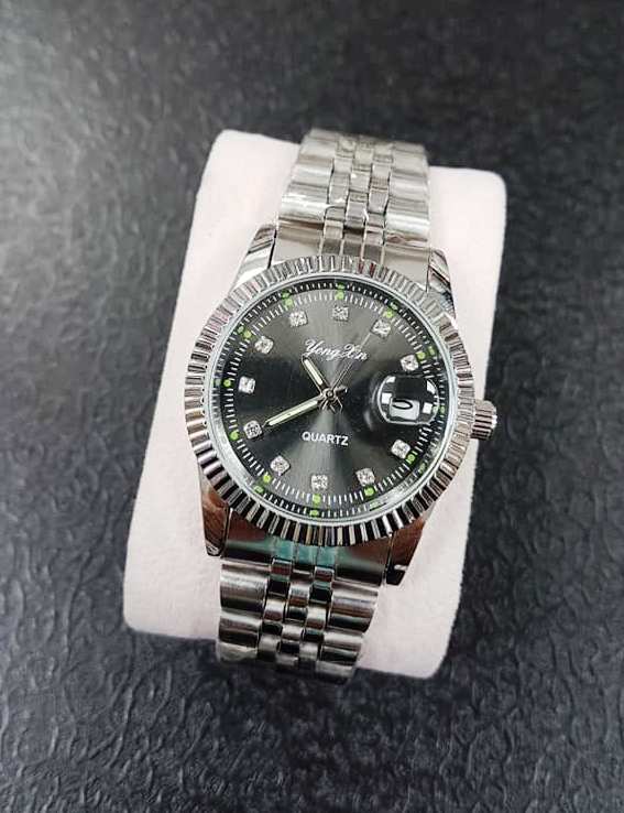 Orologio Polso Fluoro Uomo Analogico Quarzo Data Silver Quad Nero lac