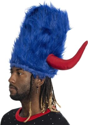 Viking Furry Buffalo Hat with Horns Helmet Adult Halloween Costume Accessory