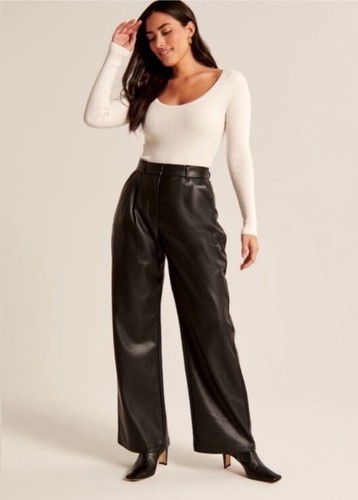 Широкие брюки из веганской кожи Abercrombie Curve Love, сшитые на заказ, размер XS, короткие