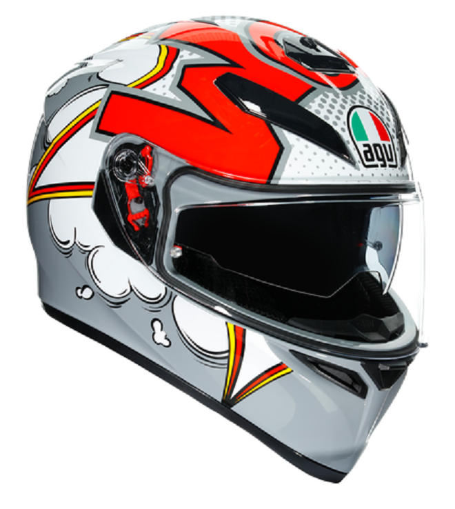 AGV K3 SV Bubble Grey White Red Full Face Motorcycle Helmet