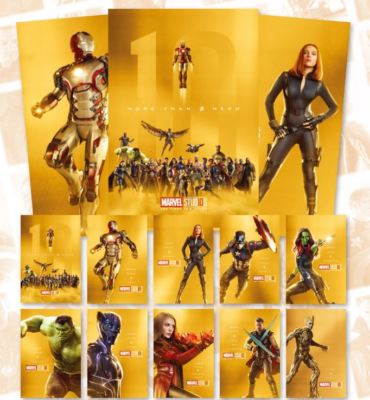 Marvel 10th Years Anniversary Avengers Gold Posters