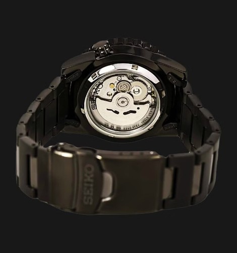 Pre-owned Seiko 5 Snzj21k1 Sport Automatic Black Orange Men Watch Steel 100m Snzj21