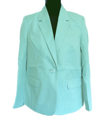 ELISABETH WILLIAMS Size 6P Turquoise Single Button Blazer Jacket