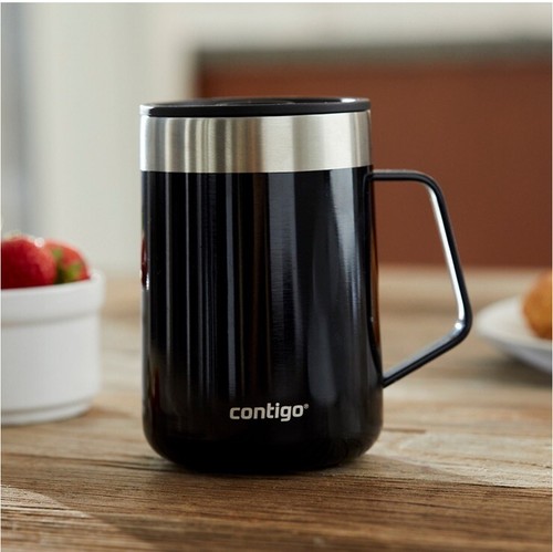 Contigo Stainless Steel Travel Mug, 14 oz, Black with Silver Lid, Splash-Proof