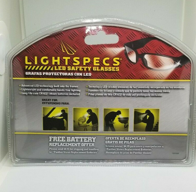 LIGHTSPECS Vindicator Impact Resistant Lense LED Safety Glasses *BRAND NEW*