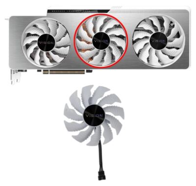 GPU Replacement Cooler Fan For Gigabyte RTX 3070Ti 3080 3080Ti 3090 Vision White