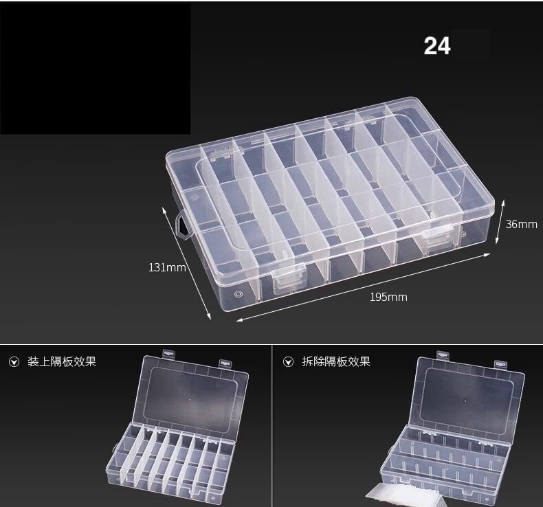 Cassetta Contenitore 24 Scomparti Plastica Per Viti Minuterie 19x13x3,6cm hmj