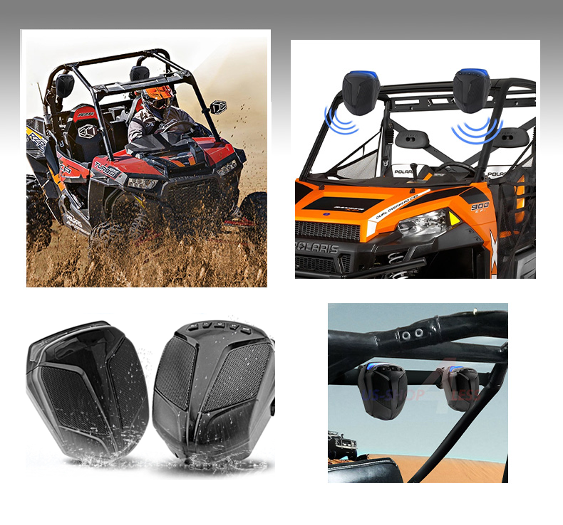 Bluetooth speakers ATV UTV Golf Cart RZR Polaris Audio System Radio waterproof