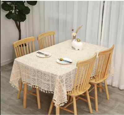 Rectangular Hollow Out Tablecloth Crochet Dining Table Cover Square Tea Table