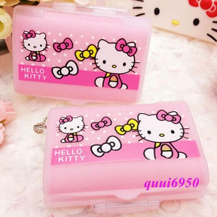 ::Cute Bow Hello Kitty Pill Box Organizer Medicine Vitamin Storage Travel Keychain