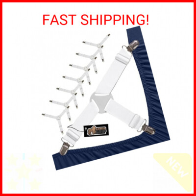 Gorilla Grip Bed Sheet Straps, Adjustable Elastic Fasteners with Metal Clips, Ke