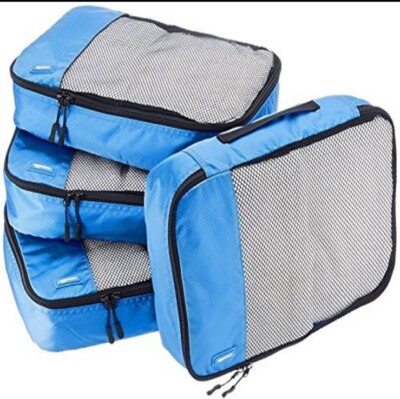 Amazon Basics Medium Packing Travel Organizer Packing Cube Set Blue 4 Piece
