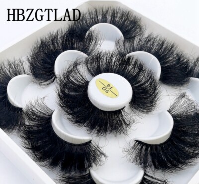 5/6 Pairs Fluffy Lashes 25mm 3D Mink Lashes Long Thick Natural False Eyelashe