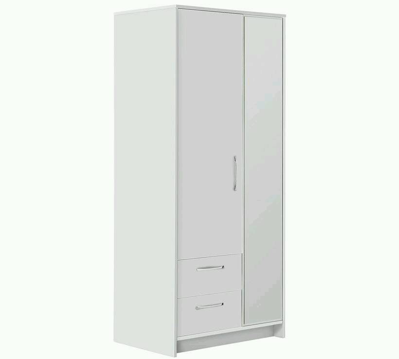 85 Tilbury 2 Door 2 Drawer Wardrobe White Mirror New And