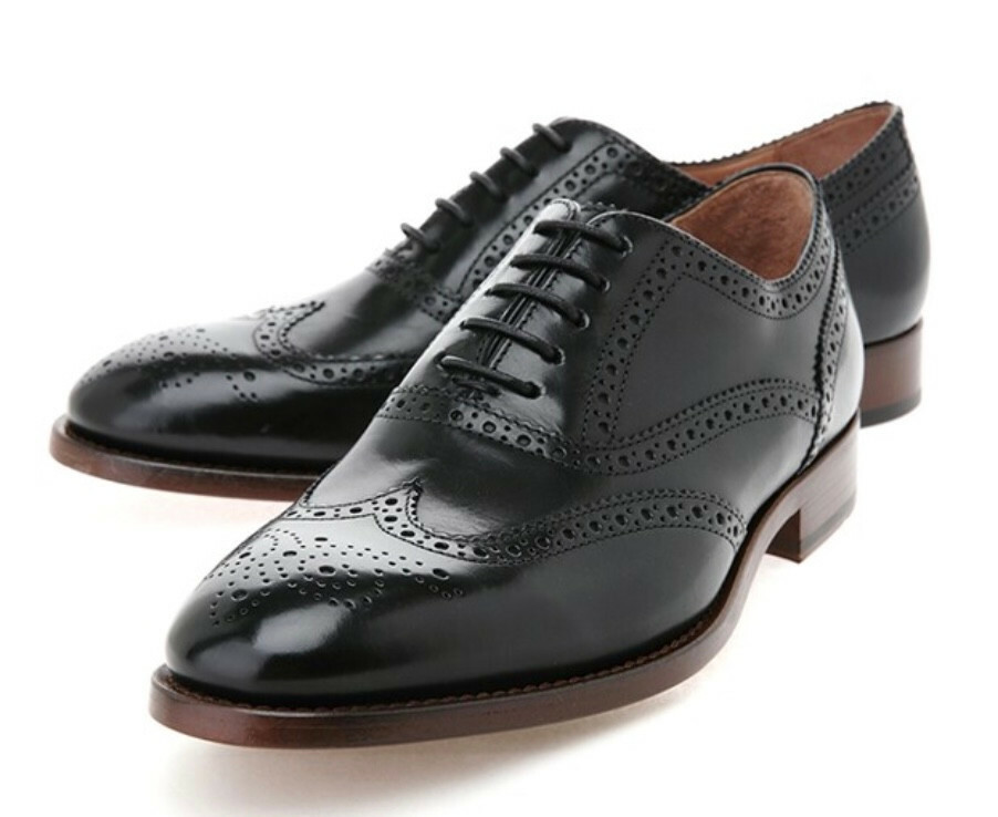 Paul Smith 'S007' Black Leather Oxford Brogue Shoes / US 8