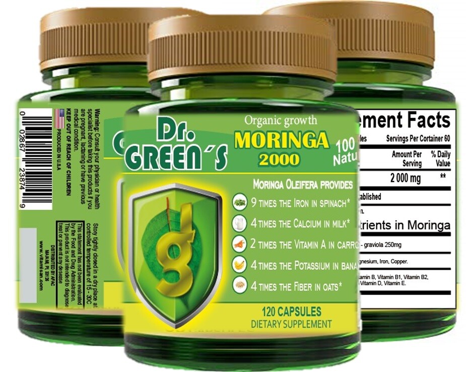 ORGANIC MORINGA Oleifera Powder Capsules 120 100 % PURE VIDA 2000mg x/s