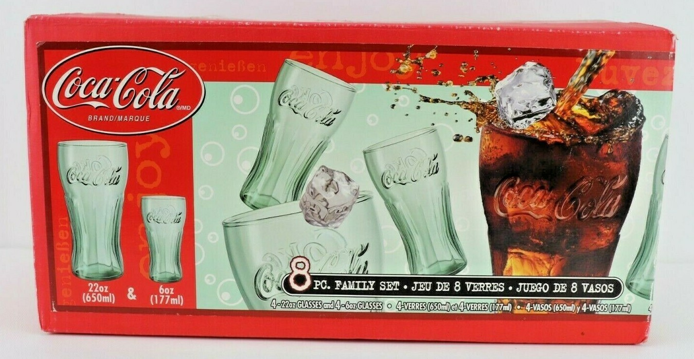 Coca Cola Coke 8 pc Family Set 4-22 oz 4- 6 oz Vintage Style Coca Cola Coke 8 pc Family Set 4-22 oz 4- 6 oz Vintage Style