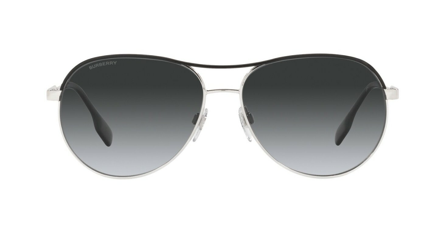 Pre-owned Burberry Tara Be 3122 Silver Black/grey Shaded Polarized (1005/t3) Sunglasses