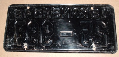 1948 Kansas License Plate 25-997 Brown County Car Tag
