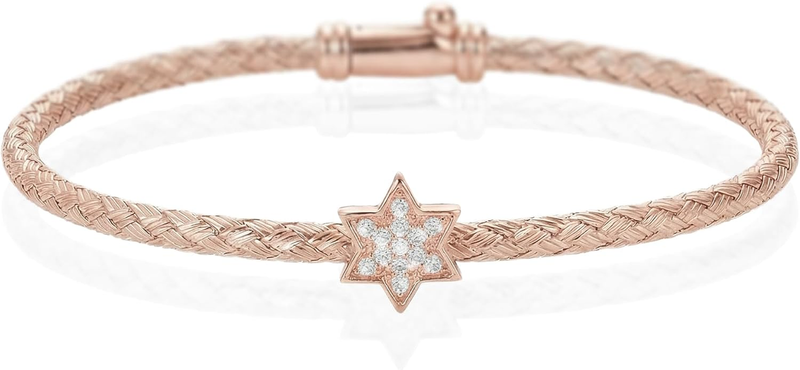 Star of David Bangle Bracelet Sterling Silver CZ Jewish Women Gift