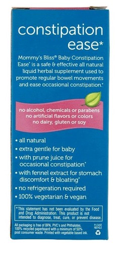 Mommy's Bliss New Baby Constipation Ease + Prebiotics 4 oz (Pack of 2)