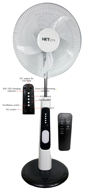 KIT 16” Solar Rechargeable Fan with Solar Panel