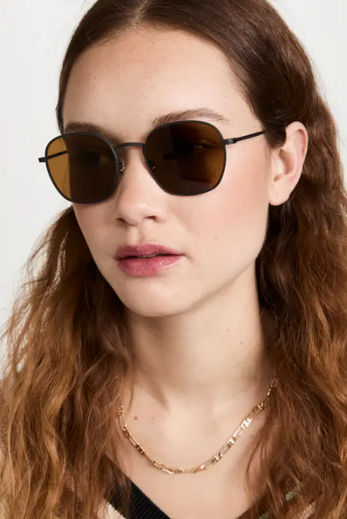 Pre-owned Oliver Peoples Ades Titanium Sun 50mm In True Brown Msrp$619 Aubrey Plaza's Fav