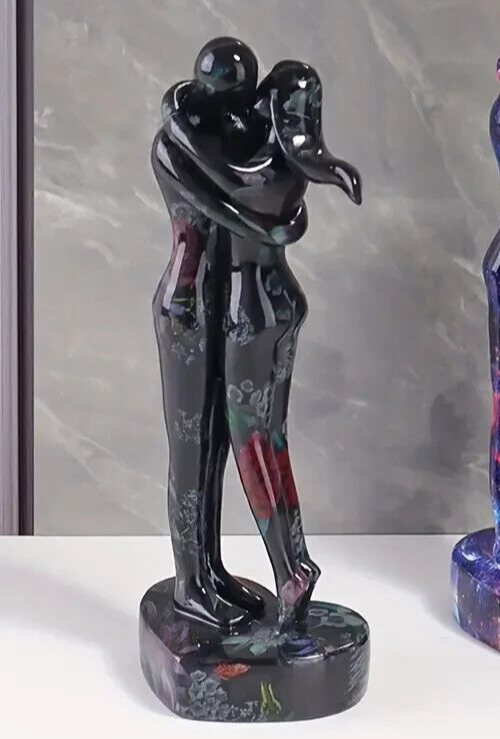 NEW Rose Sky Marblesque Modern Lovers Embrace. Resin Figurine Sculpture 11hx4w