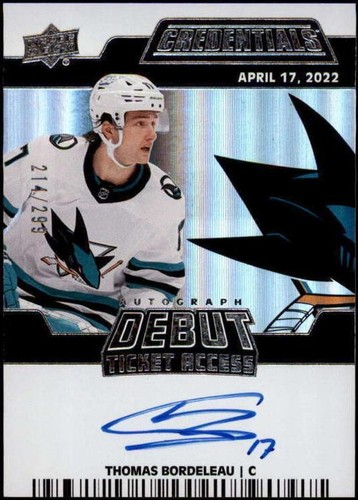2023-24 Upper Deck Credentials - Thomas Bordeleau #DTAA-TB