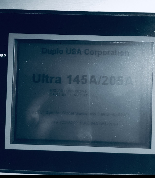 Duplo 205A UV Coater with 220 Volt single fase connection.