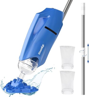 Pool Vacuum for above Ground Pool: Cordless Handheld Pool Vacuum w/Telescopic Po