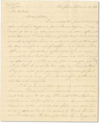 William Williams 2 AUTOGRAPH LETTERS TO HIS MOTHER Feb. 1832 [Cholera outbreak]