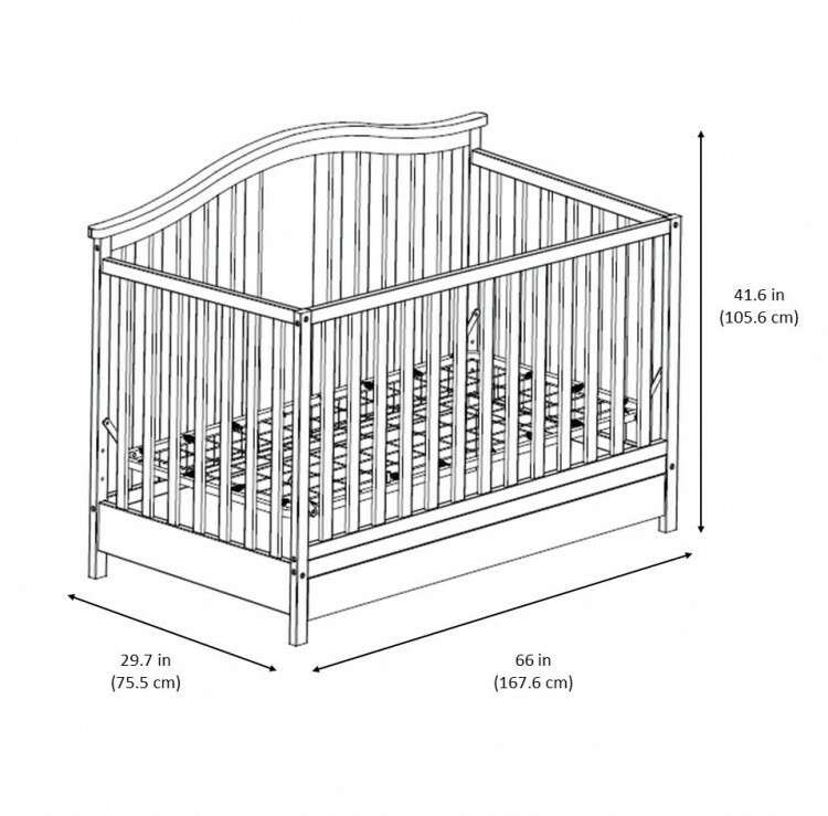 Baby Crib with Drawer Underneath Convertible 4 in 1 To Toddler Bed, Pebble Gray