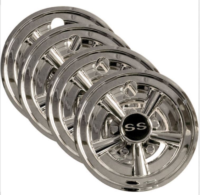 Golf Cart Hub Caps For 8” Wheel Rim Chrome Set of 4 Fit EZGO, Club