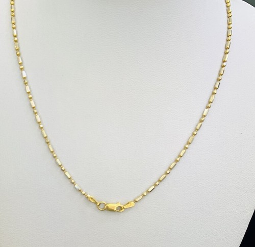 Pre-owned Handmade 18k Solid Yellow &white (two Ton)gold Ball Link Necklace 6.45grams 18inches