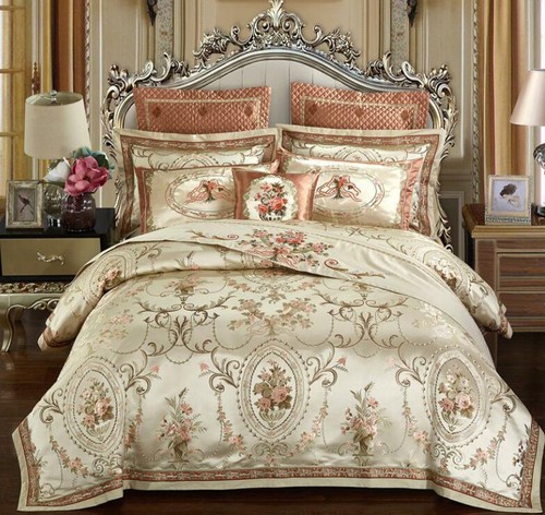 Bedding Set Gold Victorian Jacquard Luxury Royal Heavy Duvet Set Sheets 6pc 8pcs Ebay