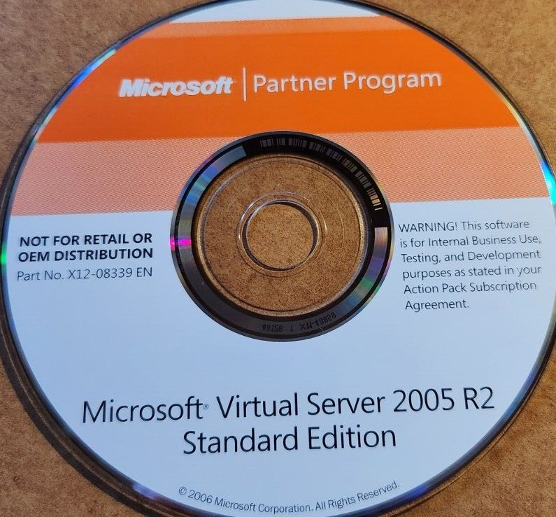 Microsoft Virtual Server 2005 R2 Standard Edition CD X12 Microsoft Virtual Server 2005 R2 Standard Edition CD X12