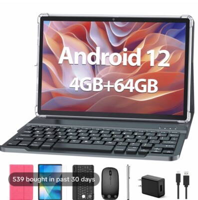 2 In 1 Tablet 10 Inch Android  12 Tablet Set. Great Gift Idea For All Age Group!