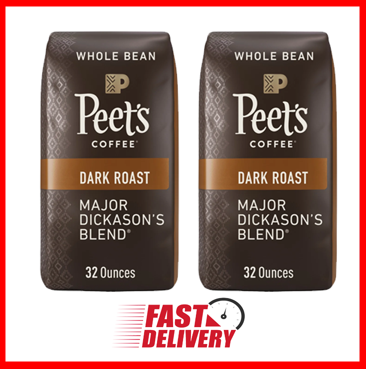 2 Packs - 2lb Peet's Coffee Dark Roast Whole Bean. Major Dickason’s Blend