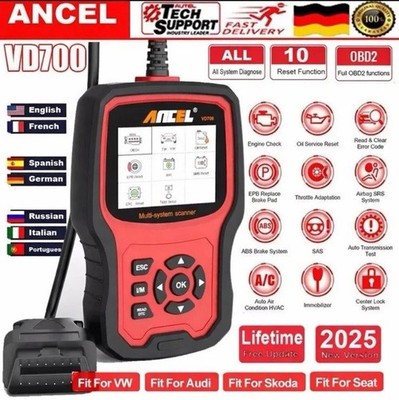 2025 Ancel VD700 Pro Profi KFZ Diagnosegerät Auto OBD2 Scanner EPB DPF Für VAG